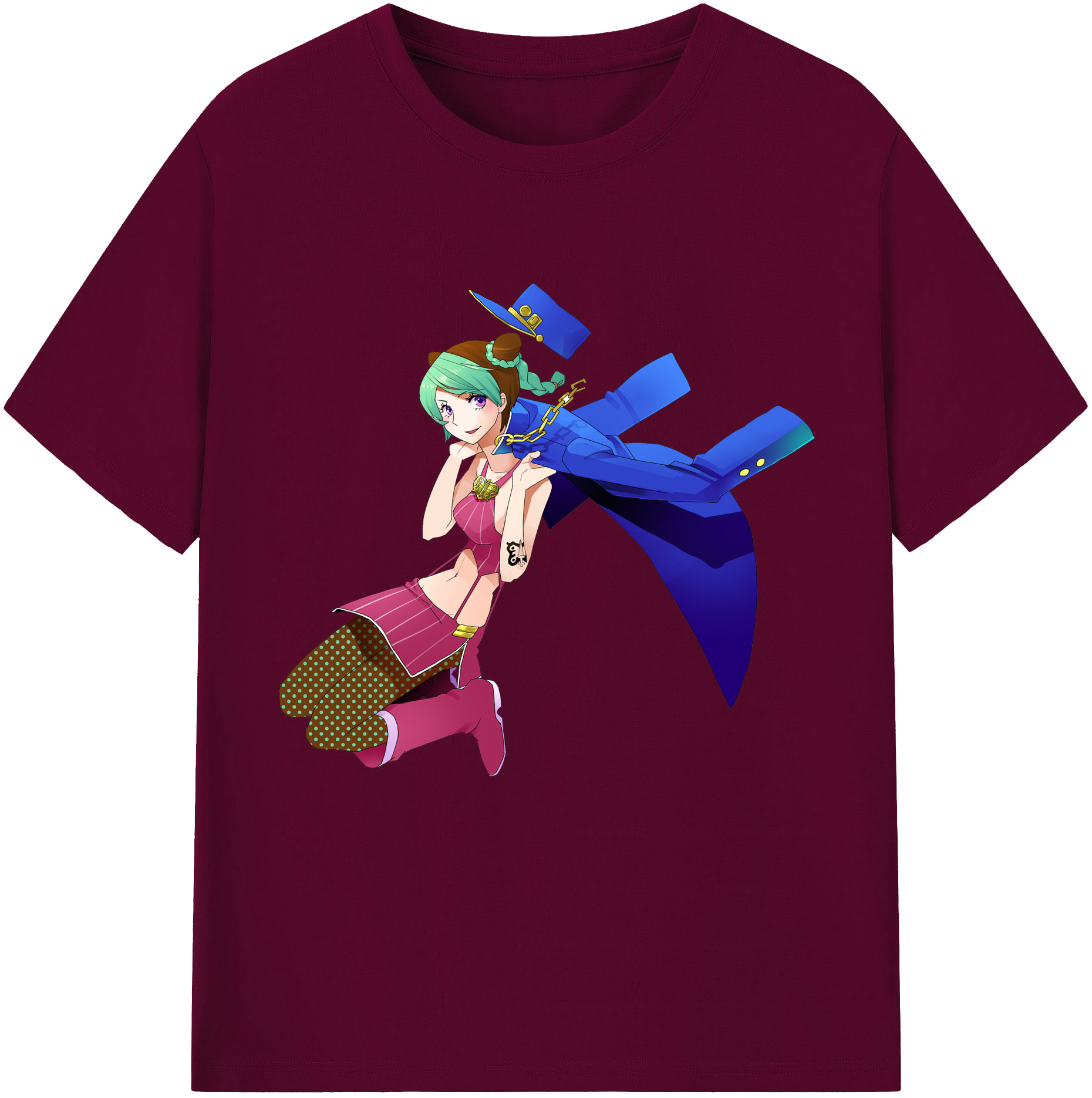 （画像用） "ジョジョの奇妙な冒険 くうじょう ジョリーン JoJo's Bizarre Adventure Jolyne Cujoh " レディースカジュアルプリントTシャツ（綿100％）